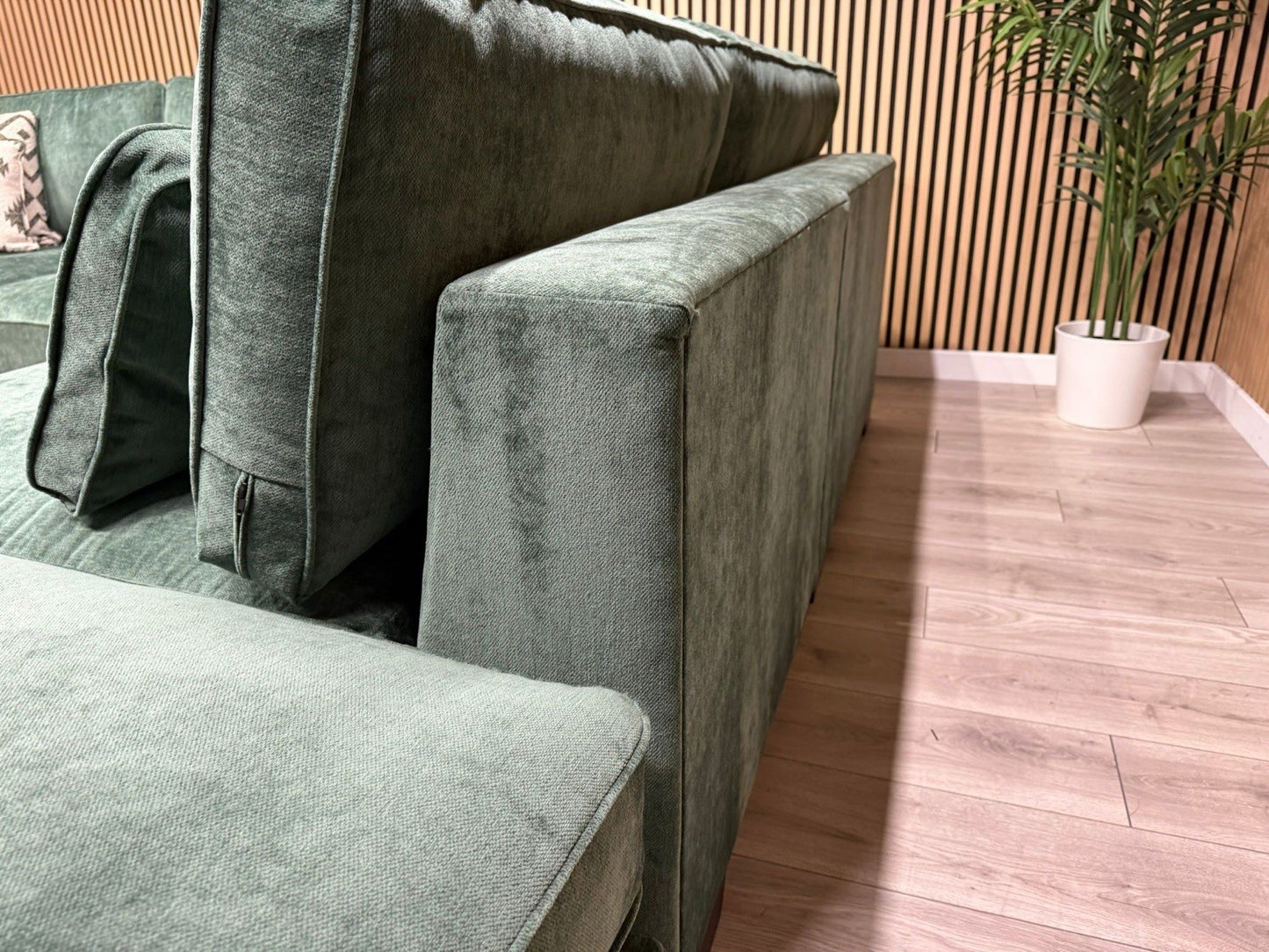 Sofology CAVALLI Style Fabric Open Chaise RHF Corner Sofa + Footstool - RRP £5398