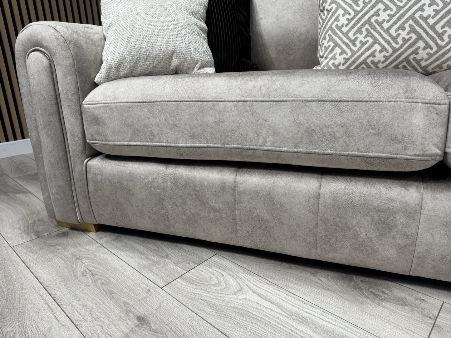 DEVINE Glamour Fabric 3 Seater + 2 Seater Sofa Set, Stone - RRP £2,598