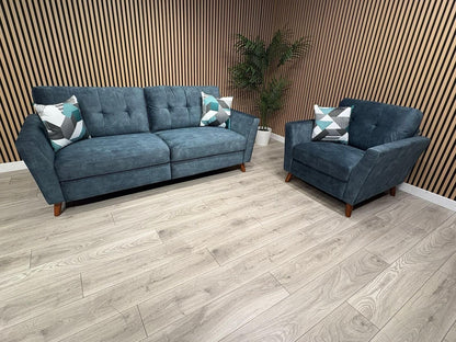 DFS - Studio Style 3 Seater Sofa + Armchair Power Set, Ocean Blue - RRP £2,448