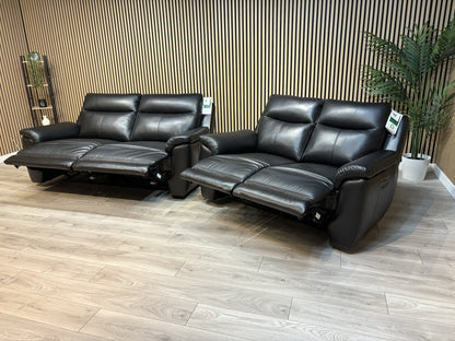NAVONA 3 Seater + 2 Seater Leather Sofa Set, Power Recliners - RRP £3,498