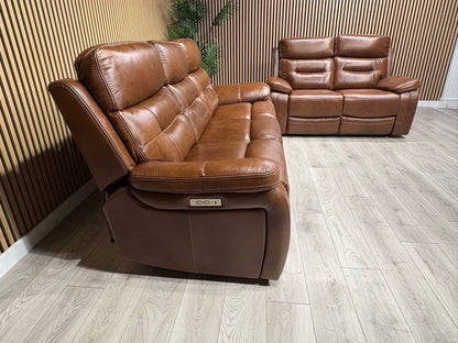 Kingsbury Premium Leather 3+2 Seater Power Recliner Sofa Set - RRP £3898