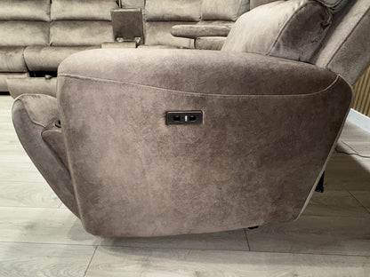 DFS Sample VEGAS Fabric 2 Corner 2 Power Recliner Sofa + Console - RRP £2999