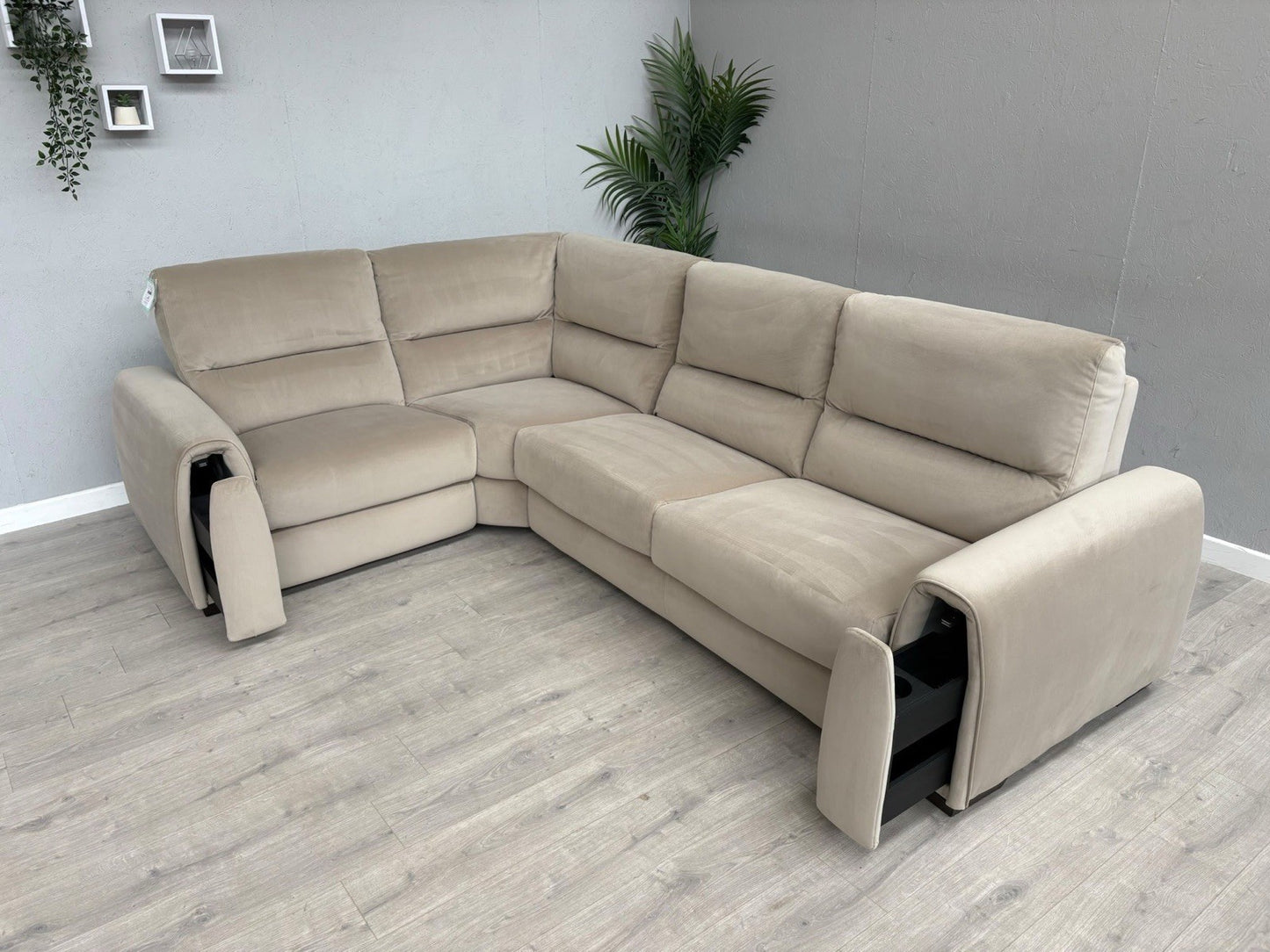 F.V Flex LHF Corner Sofa Bed with Power Recliner & Storage Arms - RRP £2945