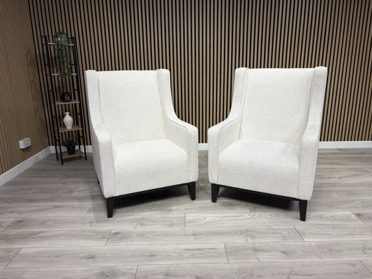 Furniture Village CELINE Fabric 2 x Accent Chairs Armchairs, Ivory  - RRP £2,790