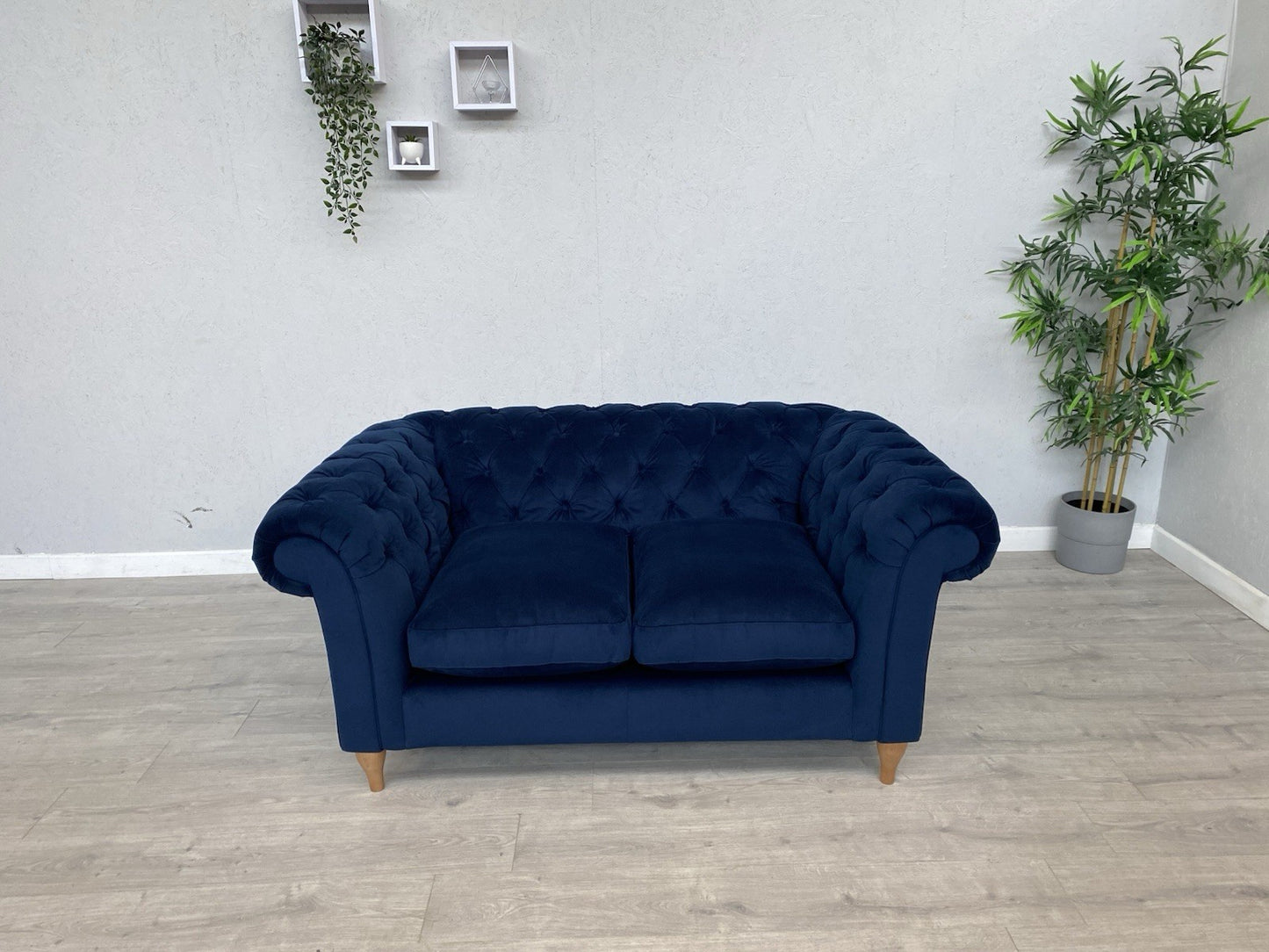 John Lewis - CROMWELL Chesterfield Fabric 2 Seater Sofa, Plush Navy - RRP £1,349