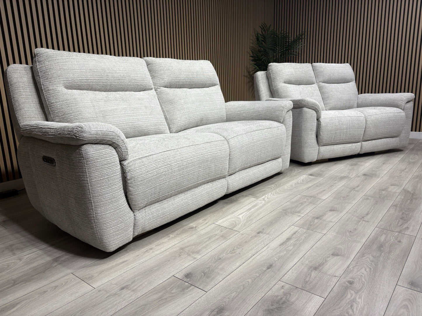 NAVONA 3 Seater + 2 Seater Fabric Sofa Set, Power Recliners - RRP £3,298