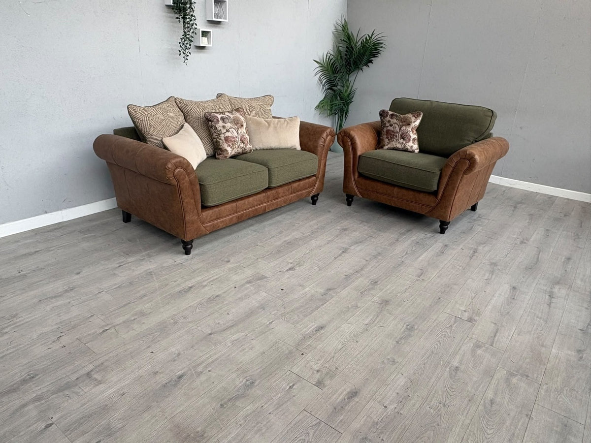CHATSWORTH Farmhouse Style Fabric 2 Seater Sofa + Love Chair Set RRP £3390