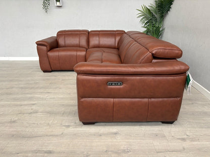 F.V Inca Leather Power Recliner Corner Sofa + Power Headrests - RRP £4095