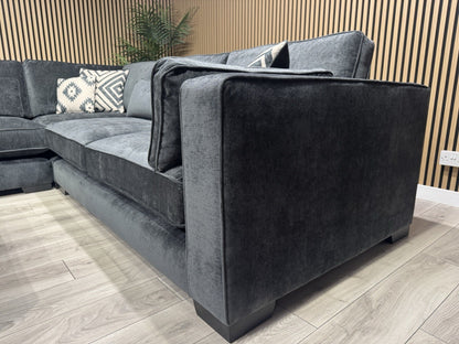 Sofology CAVALLI Style Fabric 3 Corner 3 Sofa + Footstool, Slate  - RRP £6,398