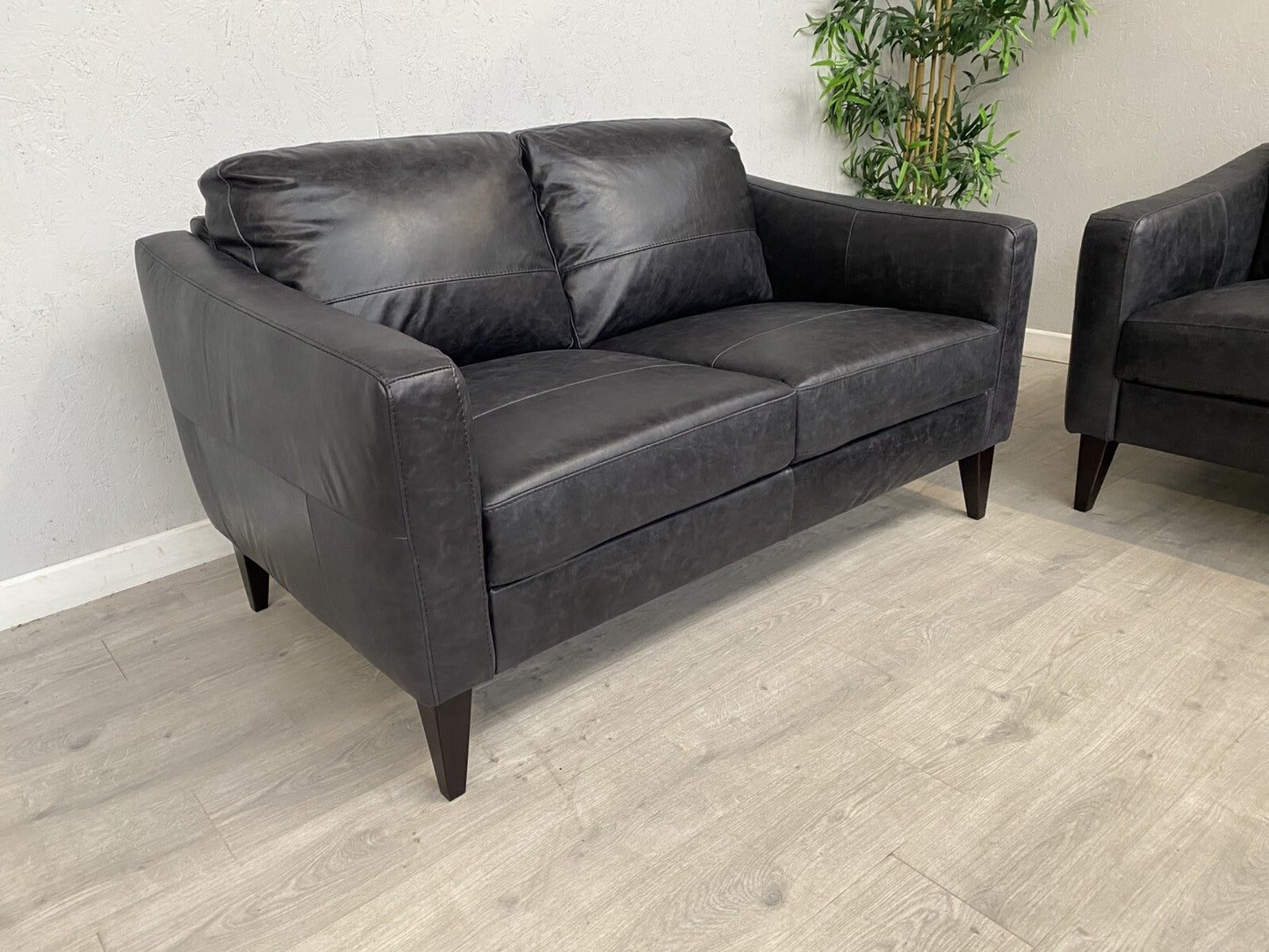 John Lewis BAILEY Style Leather 3 Seater + 2 Seater Sofa Set, Black - RRP £3,498