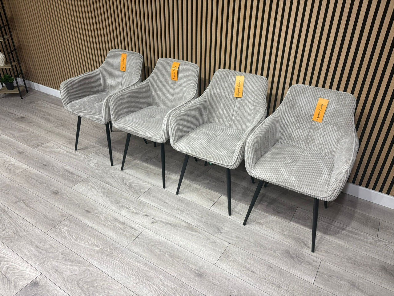 NEXT Sample - Light Grey Corduroy Dining Chairs