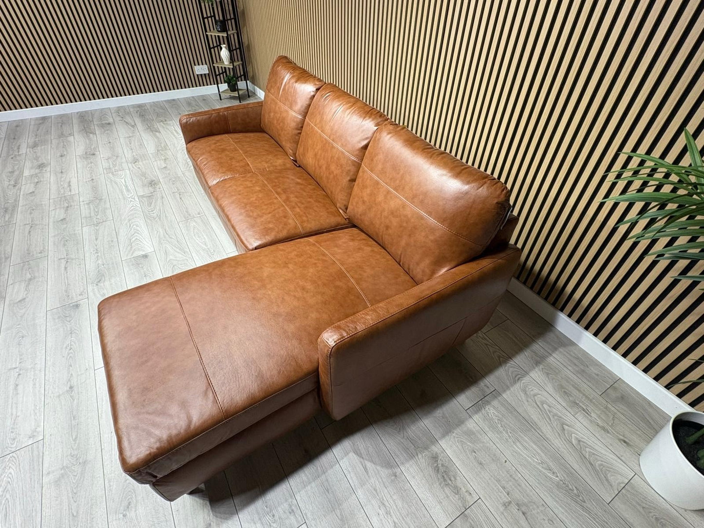 John Lewis BAILEY Style RHF Leather 3 Seater Chaise End Sofa, Tan - RRP £3,449