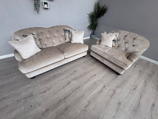 Alexander & James Fabric 3 Seater Button Back Sofa + Love Chair - RRP £3,298