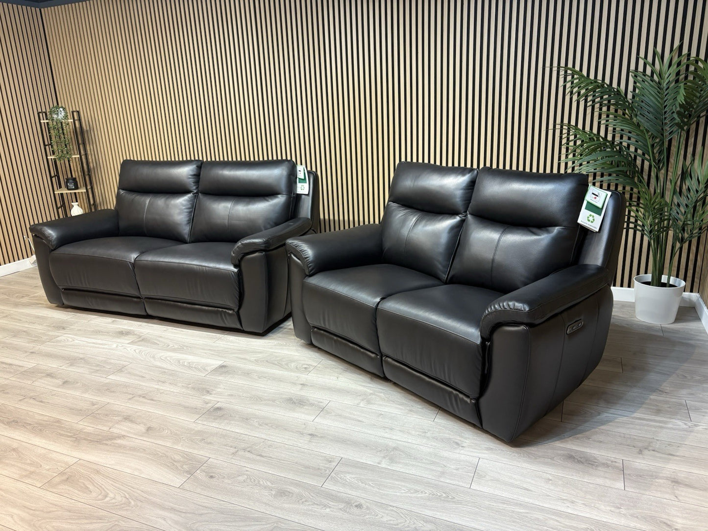 NAVONA 3 Seater + 2 Seater Leather Sofa Set, Power Recliners - RRP £3,498