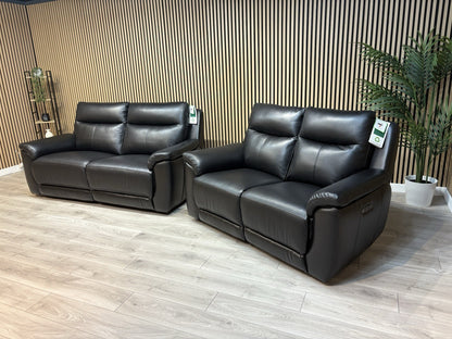 NAVONA 3 Seater + 2 Seater Leather Sofa Set, Power Recliners - RRP £3,498