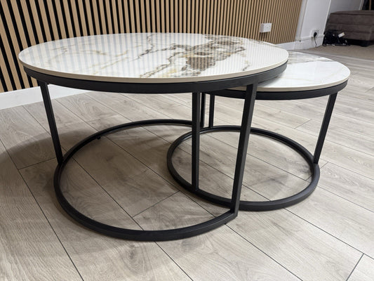 Furniture Village - Yoyo Nest Of Round Coffee Tables, White  - RRP £569