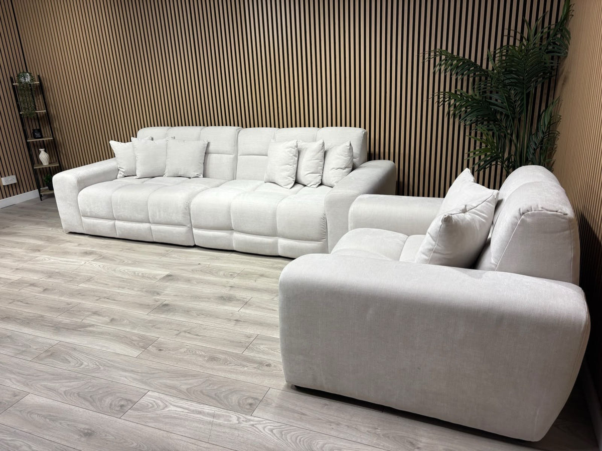 EVE CLOUD Large Fabric 4 Seater Sofa + Armchair, Natural - RRP £2,998