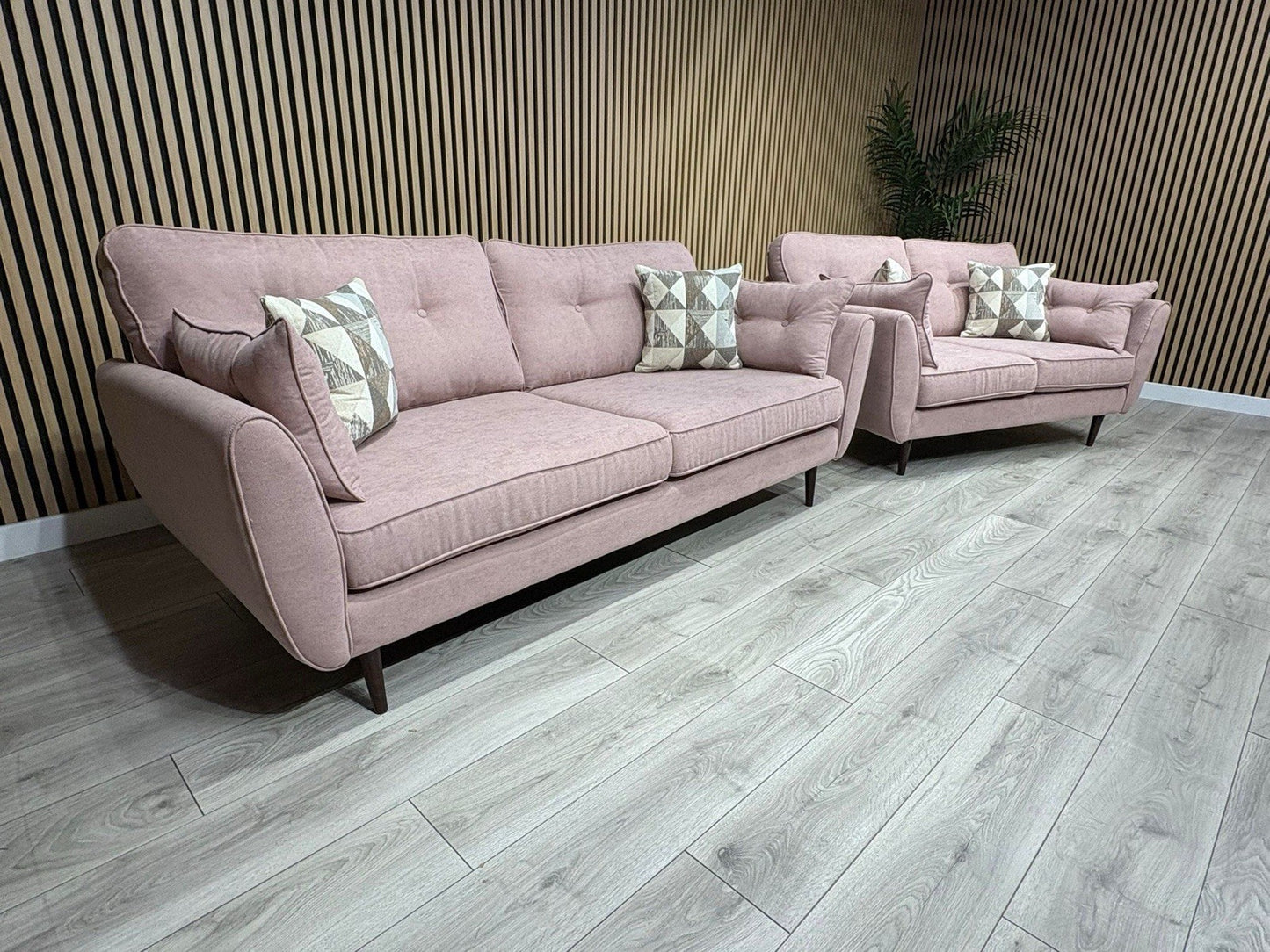 DFS - Zinc 3 & 2 Fabric Seater Sofa Set RRP £1799 Pink