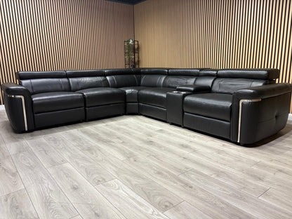 VENICE Leather 2 Corner 2 Power Recliner Sofa + Console - RRP £5,599