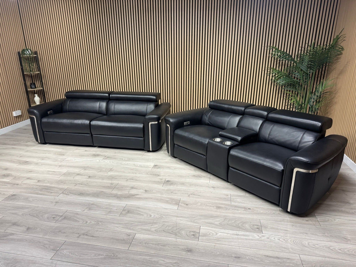 VENICE Leather 3 Seater + 2 Seater Console Power Recliner Sofa Set - RRP £4,598