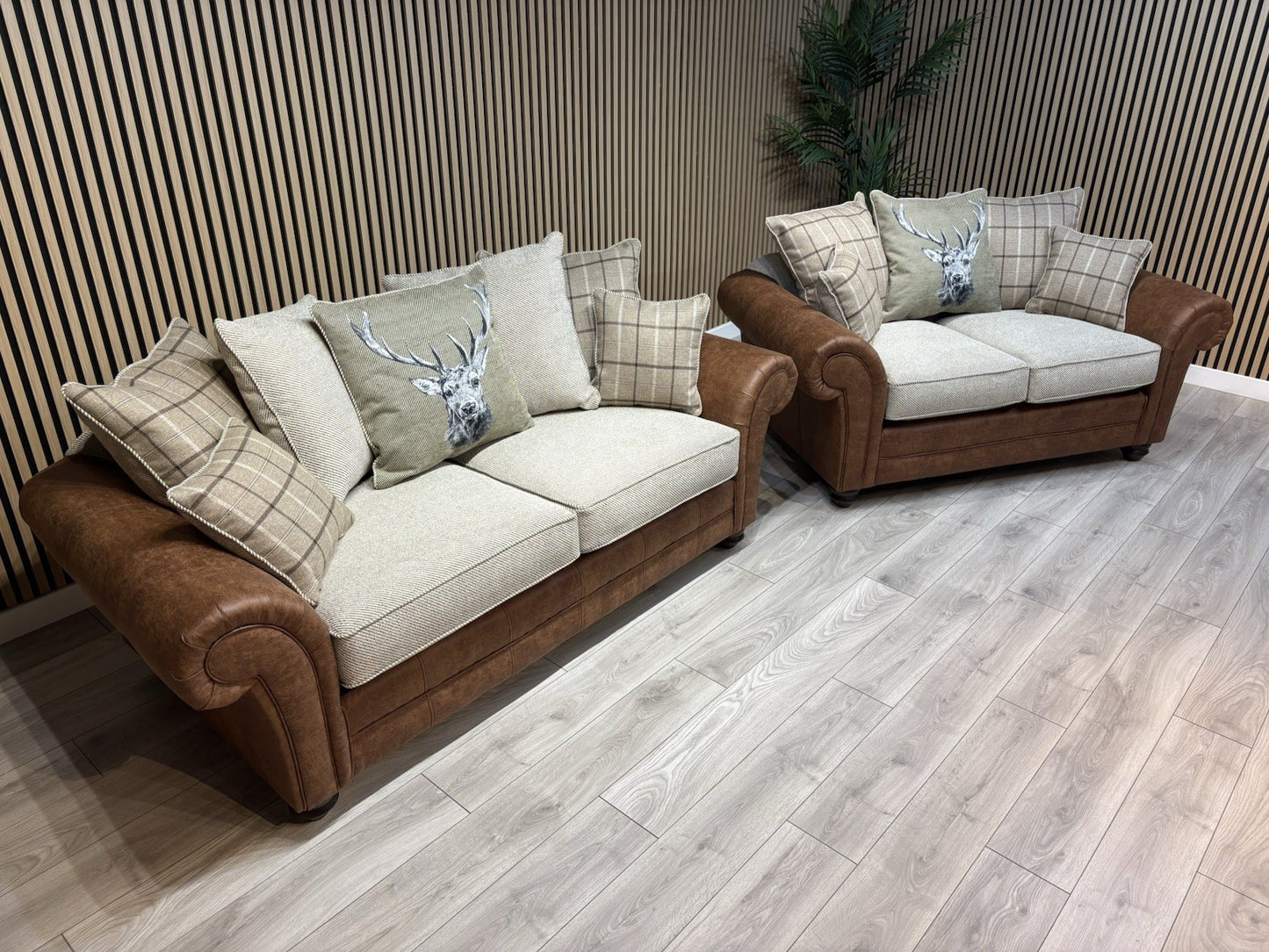 DARWIN Fabric Scatter Back 3 Seater + 2 Seater Sofa Set - RRP £2,598