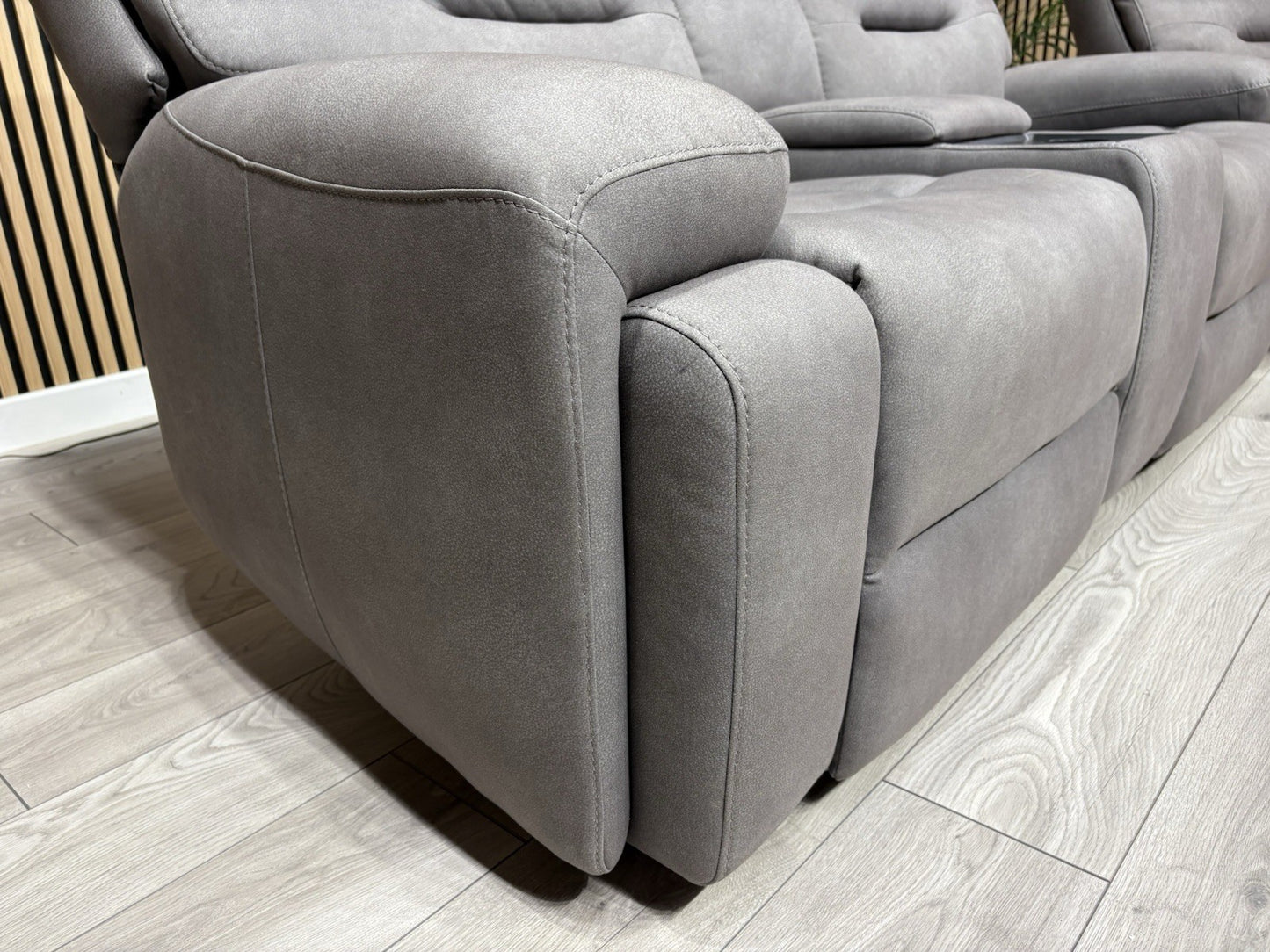 F. Village CINEMAX Fabric 2 Seater Media Sofa, Media Armchair + Stool RRP £4,385