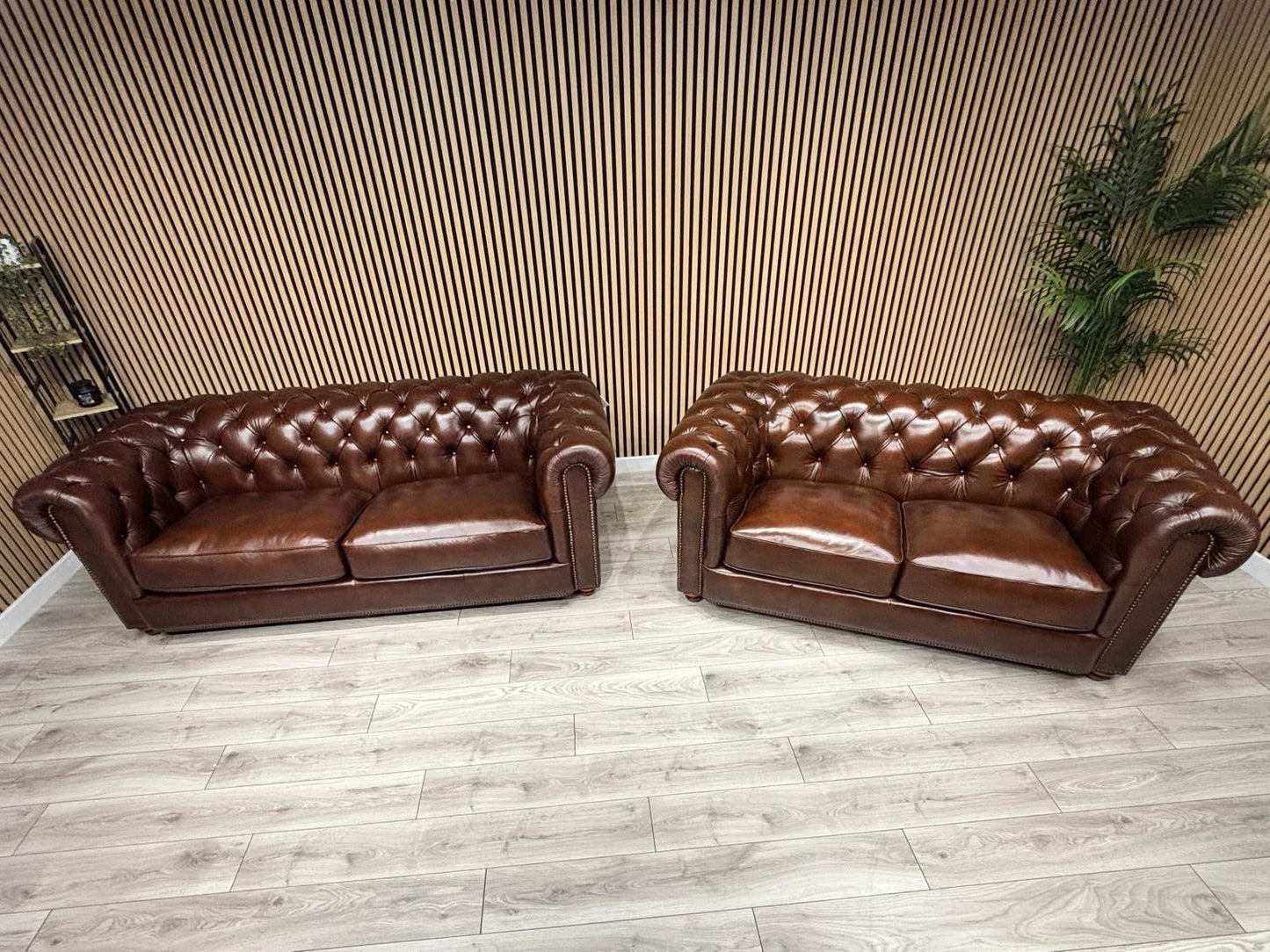 At The Helm Shackleton Style 3 Seater + 2 Seater Leather Chesterfield Sofa Set
