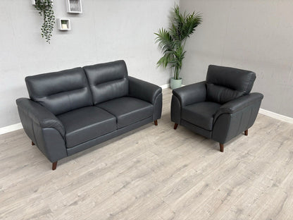 DFS Coben Leather 2 Seater Sofa + Armchair Set - RRP £1428 (Read Description)
