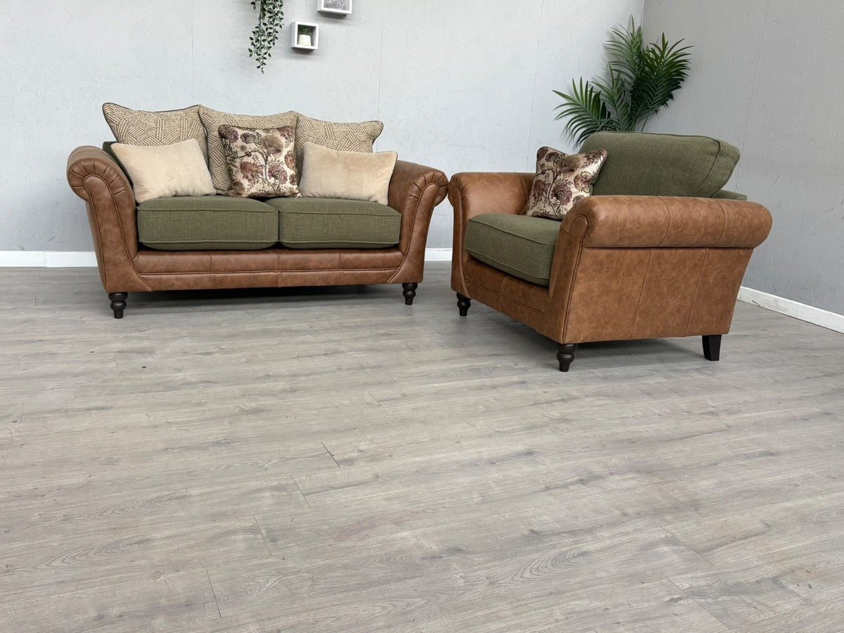 CHATSWORTH Farmhouse Style Fabric 2 Seater Sofa + Love Chair Set RRP £3390