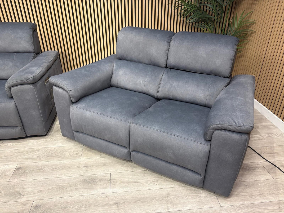 F.V GENIUS Fabric 3 Seater Media Sofa + 2 Seater Power Recliner Set RRP £4940