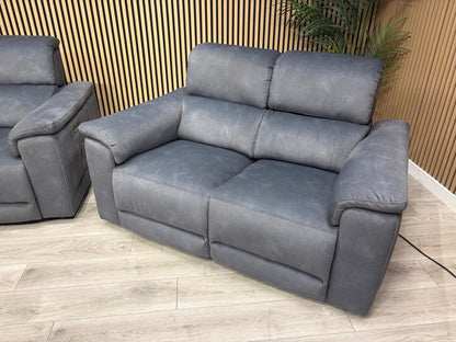 F.V GENIUS Fabric 3 Seater Media Sofa + 2 Seater Power Recliner Set RRP £4940