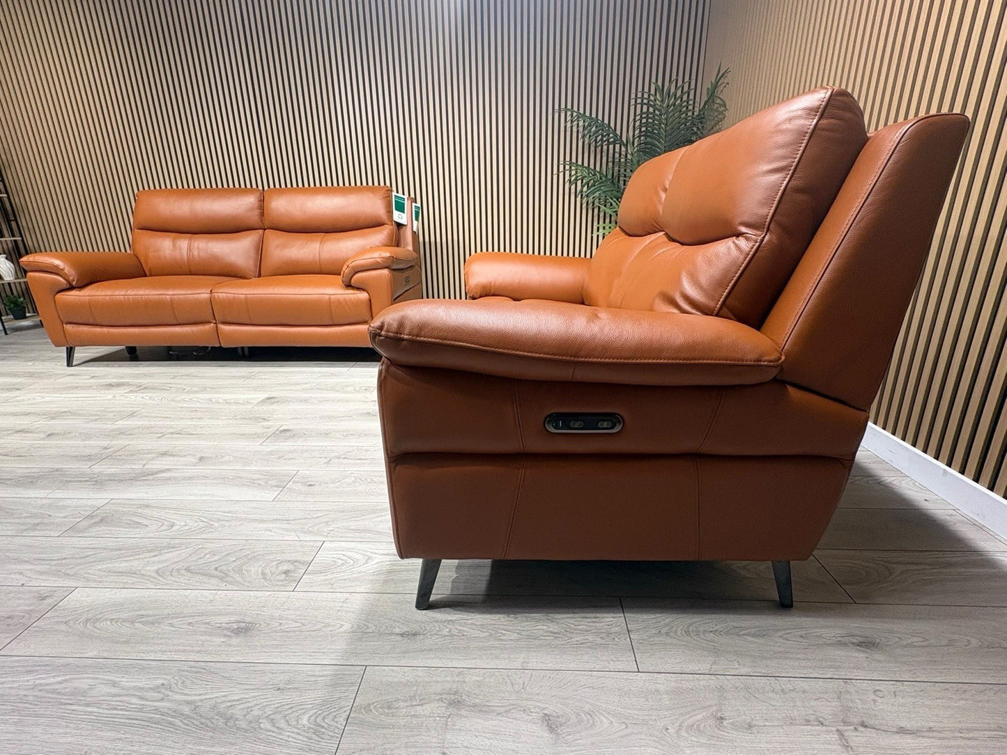 Furniture Village PANACHE Style Leather 3 + 2 Seater Power Recliner Sofa Set
