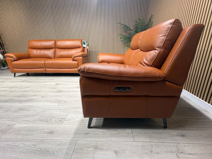 Furniture Village PANACHE Style Leather 3 + 2 Seater Power Recliner Sofa Set