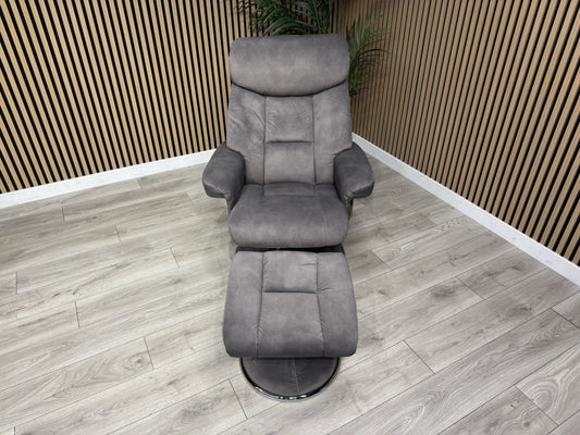 Relaxed Swivel Recliner Chair + Footstool RRP £899