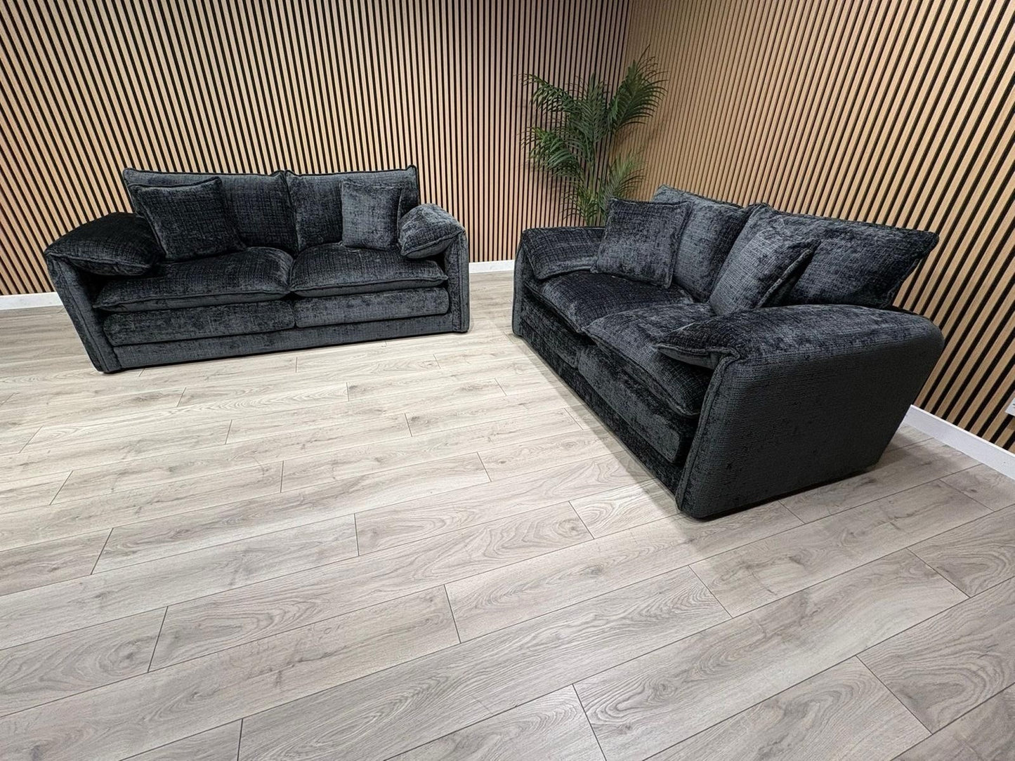 SOLICE Fabric 3 Seater + 2 Seater Sofa Set, Black - RRP £2,498
