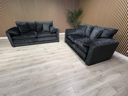 SOLICE Fabric 3 Seater + 2 Seater Sofa Set, Black - RRP £2,498
