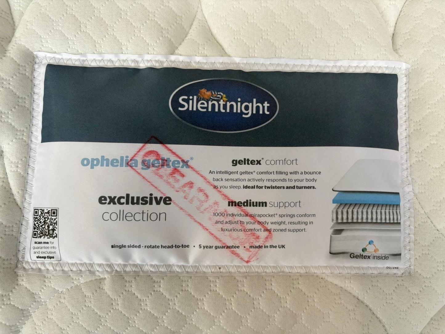 Silentnight OPHELIA Geltex 1000 Pocket 5ft Kingsize Mattress - RRP £1,399