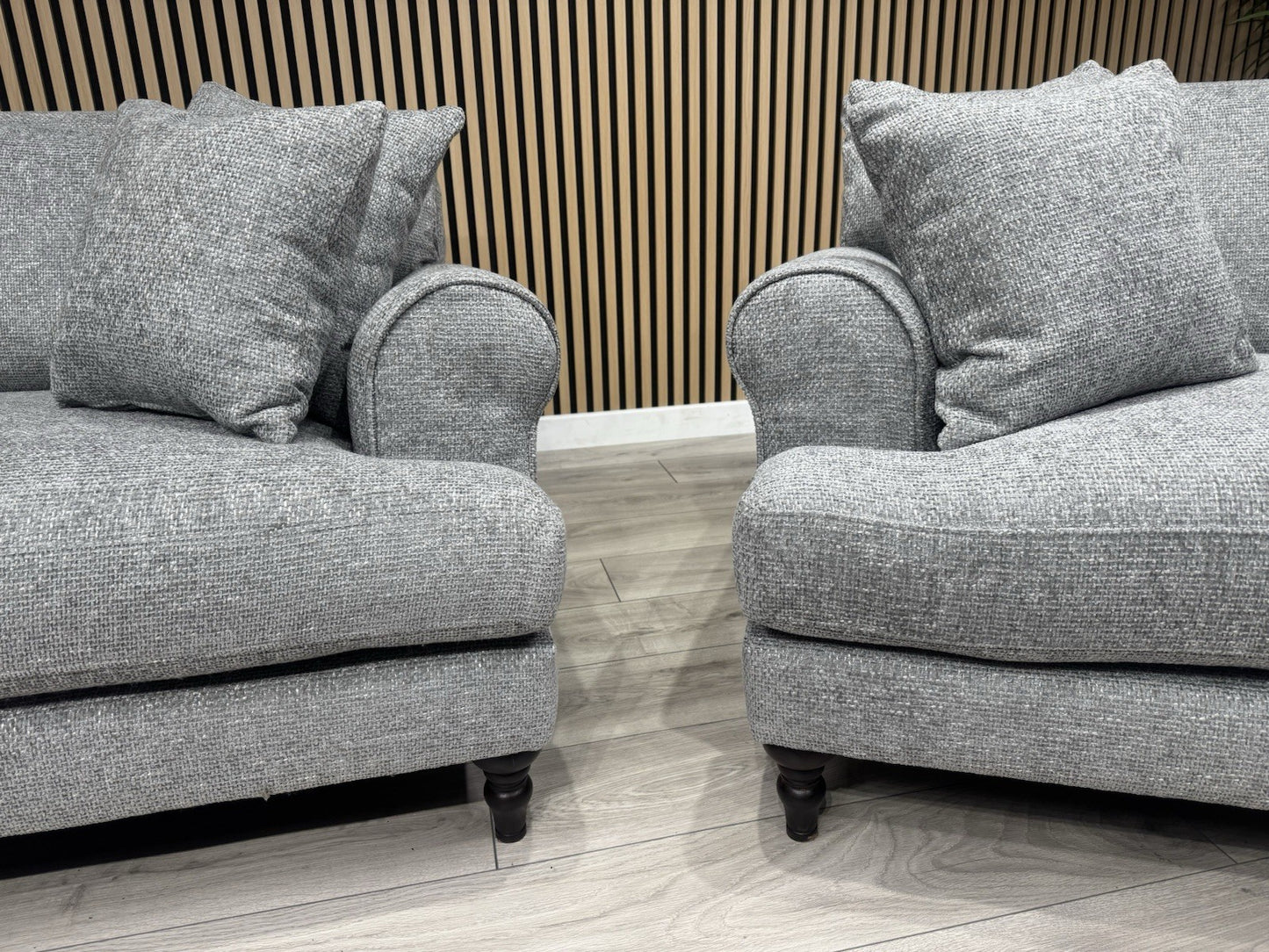 Laura Ashley LYNDEN Style Fabric 3 Seater + 2 Seater Sofa Set, Grey - RRP £2,700