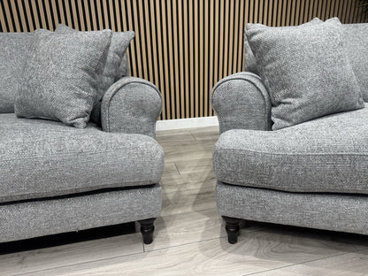 Laura Ashley LYNDEN Style Fabric 3 Seater + 2 Seater Sofa Set, Grey - RRP £2,700