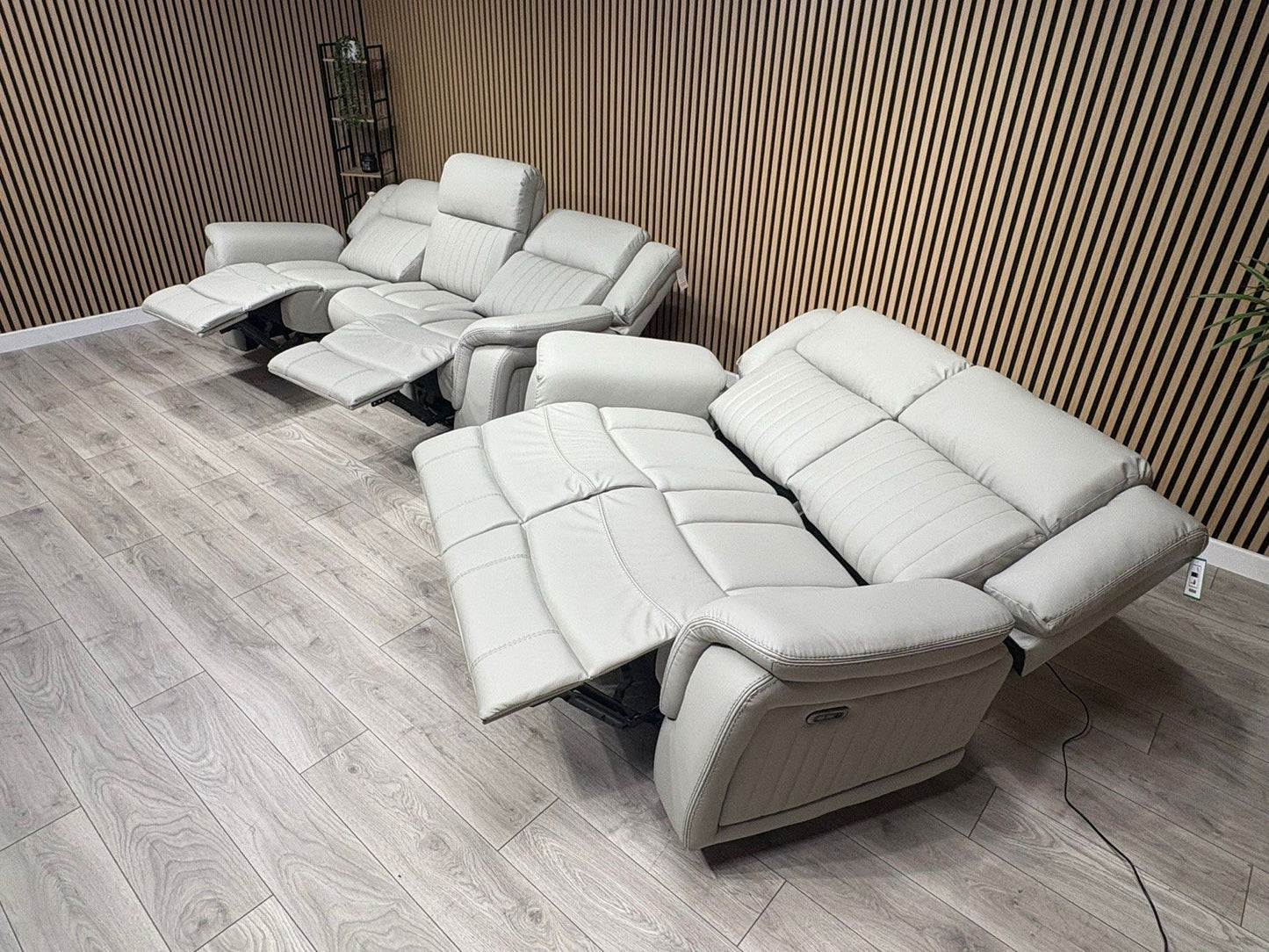 DOMINO 3 Seater + 2 Seater Leather Sofa Set, Power Recliners - RRP £2,995