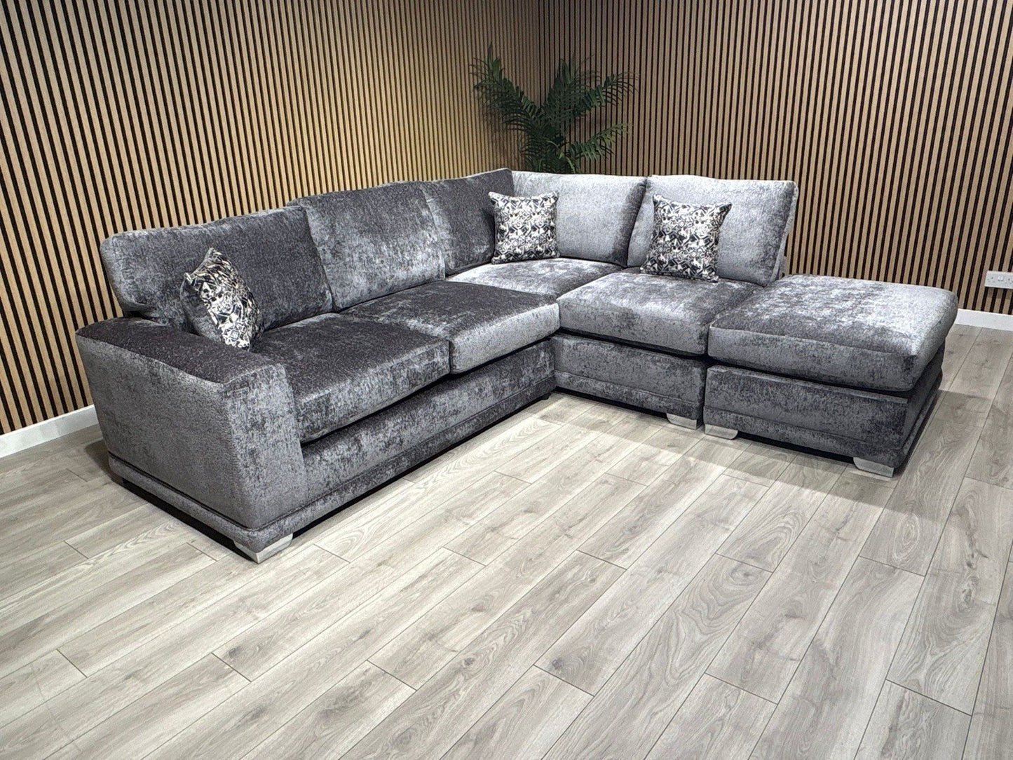 Deluxe Fabric Open End Chaise Corner Sofa + Footstool - RRP £2799