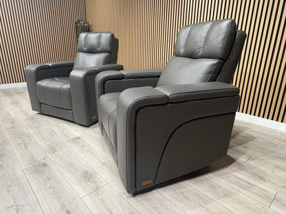 SCS Adstock x2 Leather Power Recliner Chairs with Power Head Tilt RRP £2258