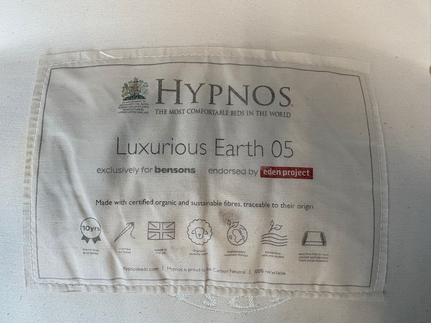 Hypnos Luxurious Earth 05 Mattress 5FT Kingsize Zip and Link ,Firmer RRP £3899