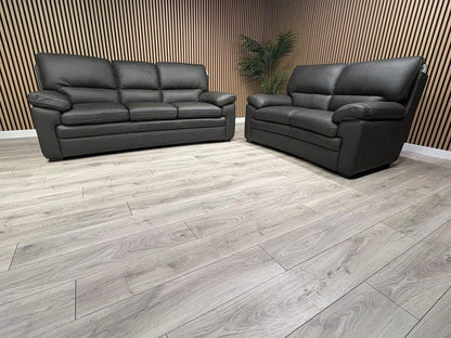 DFS Brooker Leather 3 Seater + 2 Seater Static Sofa Set  - RRP £3690