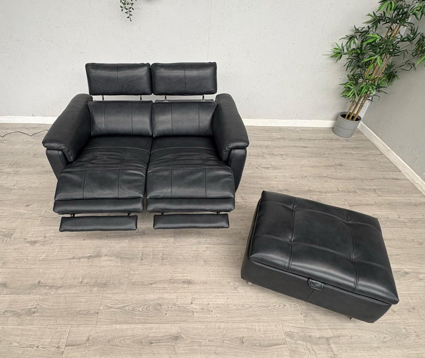 Furniture Village MOET Leather 2 Seater Power Recliner Sofa + Stool - RRP £3,290