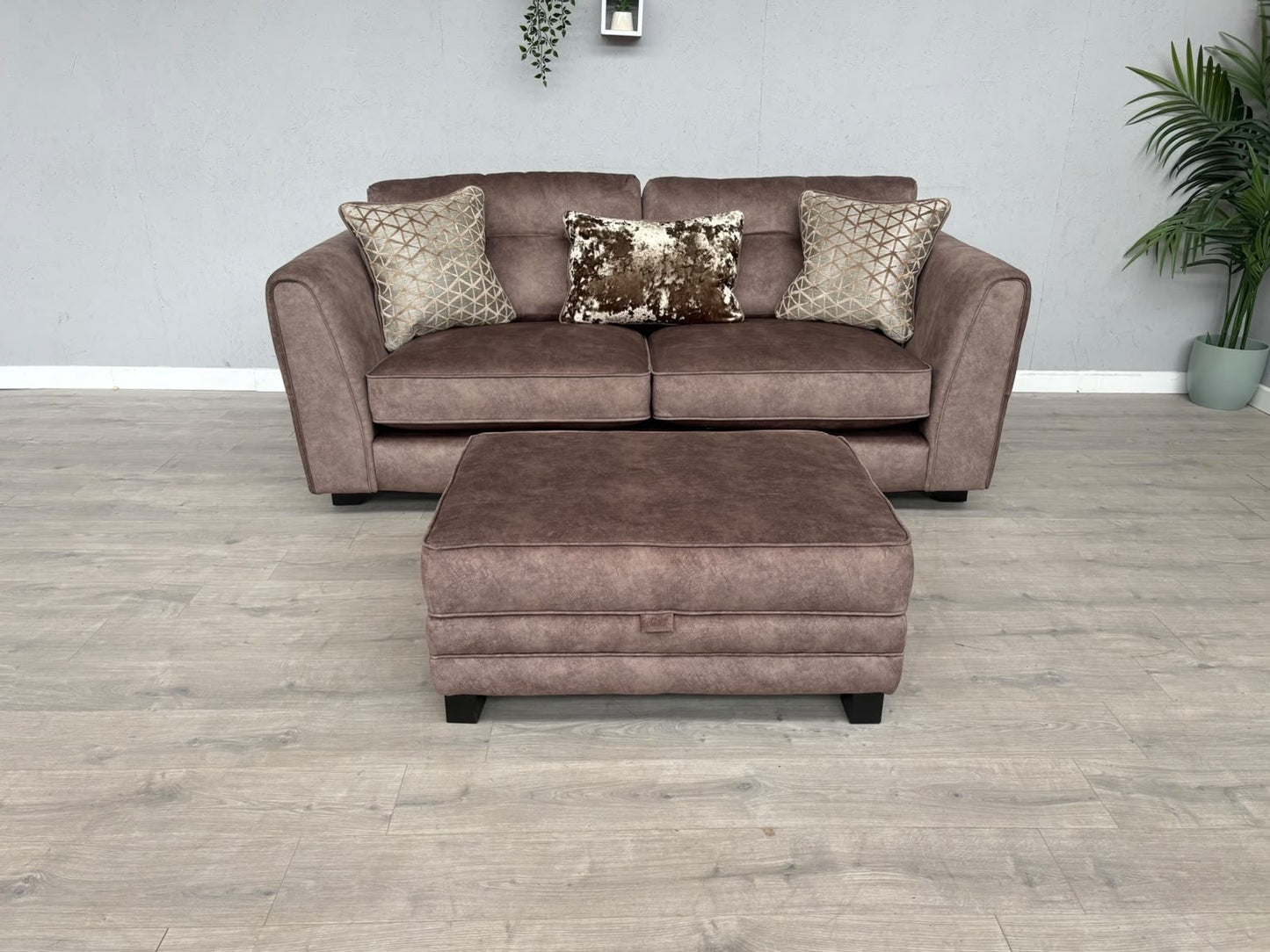 F.V MARIAH 3 Seater Fabric Classic Back Sofa + Storage Footstool - RRP £2590