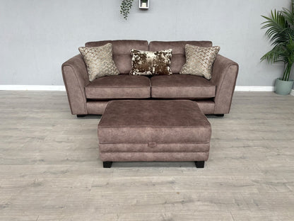 F.V MARIAH 3 Seater Fabric Classic Back Sofa + Storage Footstool - RRP £2590