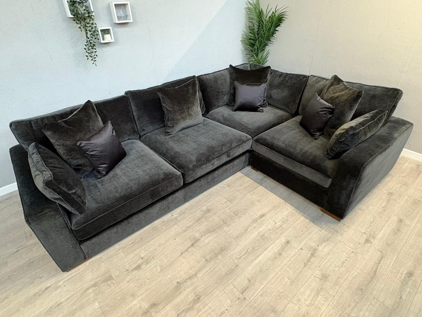 Sofology CAVALLI Fabric 3 Corner 1.5 Sofa + Footstool, Slate  - RRP £5,798