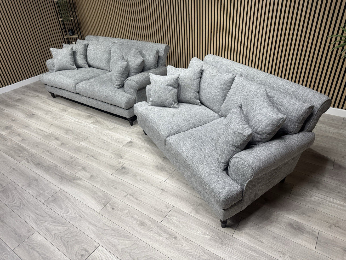 Laura Ashley LYNDEN Style Fabric 3 Seater + 2 Seater Sofa Set, Grey - RRP £2,700