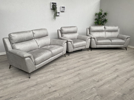 Furniture Village CONTEMPO Fabric 2 x 2 Seater Sofas + Power Recliner Armchair